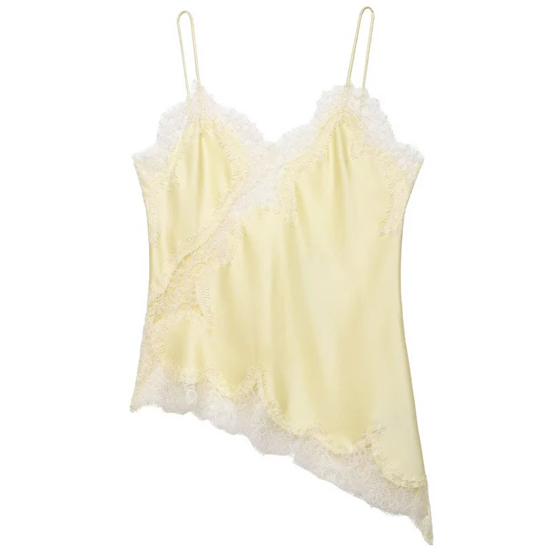 The Black Lace Satin Camisole